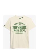 Machined Goods Workwear Tee Cream Superdry