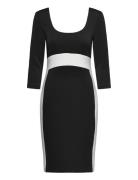 Neoprene Scuba Scoop Neck Dress Black Calvin Klein