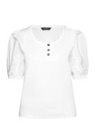 Stretch Cotton Puff-Sleeve Henley Tee White Lauren Ralph Lauren