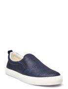 Haddley Leather-Trim Straw Sneaker Navy Lauren Ralph Lauren