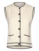 Knitted Waistcoat With Contrast Piping Cream Mango