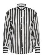 Semi-Transparent Striped 100% Cotton Shirt Black Mango