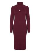 Tjw Mockneck Badge Sweater Dress Burgundy Tommy Jeans