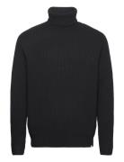 Eddie Wool Rib Rollneck Knit Black Les Deux