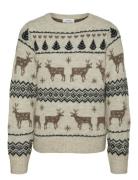 Vmdeers Ls O-Neck Pullover. Xmas Girl Beige Vero Moda Girl