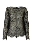 Slfdaphne Ls Lace Top Black Selected Femme