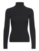 Rib Rollneck Blouse Black A-View