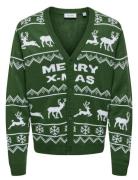 Onsxmas Reg 5 Allover Card Knit Green ONLY & SONS