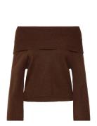 Penny Offshoulder Knit Blouse Brown A-View