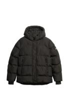 Hooded 5 Baffle Sports Puffer Black Superdry