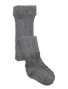 Cable Knitted Stockings Grey Melange Grey Geggamoja