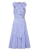 Striped Cotton Broadcloth Surplice Dress Blue Lauren Ralph Lauren