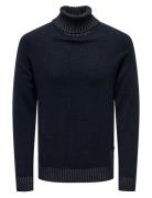 Onseddy Reg 7 Wool Roll Knit Navy ONLY & SONS