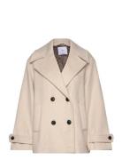 Wool Double-Breasted Coat With Buttons Cream Mango