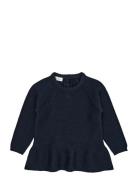 Knitted Pullover W. Frill Navy Copenhagen Colors