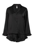 Pyjama Set Satin Frill Black Lindex