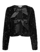 Onlanika Sequins Ls Bow Top Wvn Black ONLY