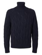 Slhcallo Ls Knit Relaxed Cable Roll Neck Navy Selected Homme