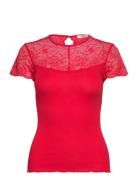 Rmwbea Lace Heartshape Ss Top Red RM By Rosemunde