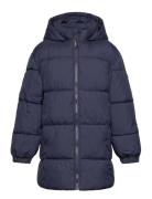 Quilted Long Coat Navy Mango