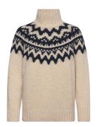 Fair Isle Stand Collar Beige GANT