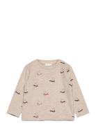 T-Shirt Ls Aop Sweat Beige Minymo