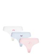 3-Pack Printed Rib Cotton Thongs White Monki