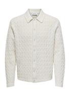 Onsleonard Life Reg 7 Cable Shirt Knit White ONLY & SONS