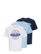 Jjelogo Tee Ss O-Neck 2 Col Ss25 3Pk Mp Blue Jack & J S