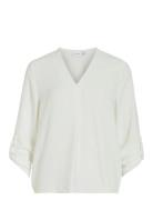 Vijosa 3/4 V-Neck Top - Noos White Vila