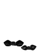 Leather Bow Hair Clip Big And Small 2Pack Black Corinne