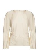 Mackenzie Wide Sleeve Draped Blouse Cream Malina