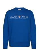 Graphic C-Neck Sweat Blue GANT