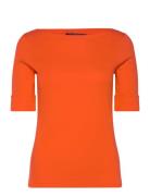 Stretch Cotton Boatneck Tee Orange Lauren Ralph Lauren