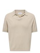 Onsadrian Reg 12 Ss Contrast Polo Knit Cream ONLY & SONS