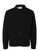 Slhmike Light Ls Knit Relaxed Polo Cardi Black Selected Homme