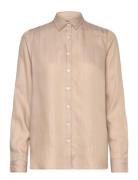 Sanna Jacquard Stripe Lyocell Shirt Beige Lexington Clothing