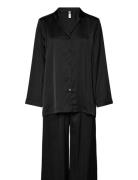 Pyjama Long Sleeve Satin Black Lindex