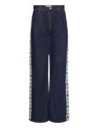 Embroidered Denim Pleated Jeans Navy Bobo Choses