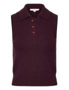 Knitted Polo Top Burgundy REMAIN Birger Christensen