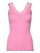 Organic Top W/ Lace Pink Rosemunde
