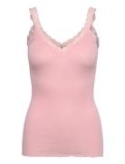 Rmwbalta Modal Sl V-Neck Top Pink RM By Rosemunde
