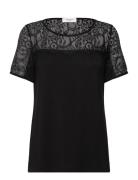 Rwbiarritz Lace Ss T-Shirt Black Rosemunde