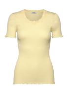 Rwbeatha Ss Regular O-Neck Lace T-S Yellow Rosemunde