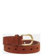 Cut It Out Heart Belt Suede/Leather Brown Fabienne Chapot