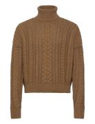 Cable-Knit Cotton-Blend Turtleneck Khaki Lauren Ralph Lauren