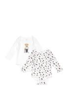 Polo Bear Cotton Bodysuit 2-Pack White Ralph Lauren Baby