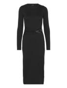 Buckle-Trim Cotton-Blend Knit Midi Dress Black Lauren Ralph Lauren