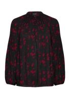 Floral Pleated Georgette Blouse Black Lauren Ralph Lauren