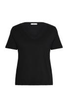 V-Neck Cotton T-Shirt Black Mango